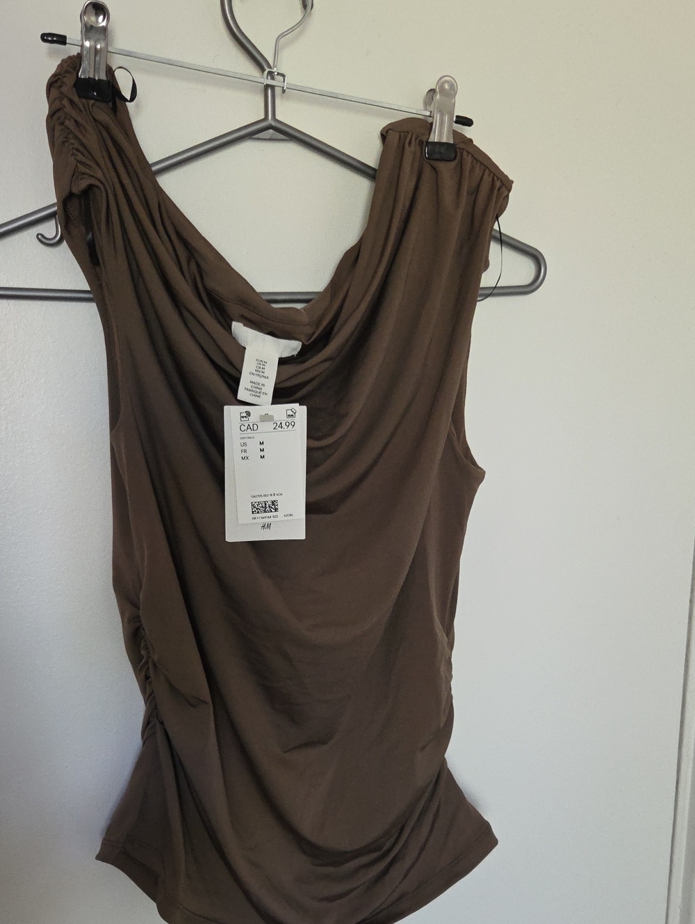 Brown Draped Sleeveless Women’s Top